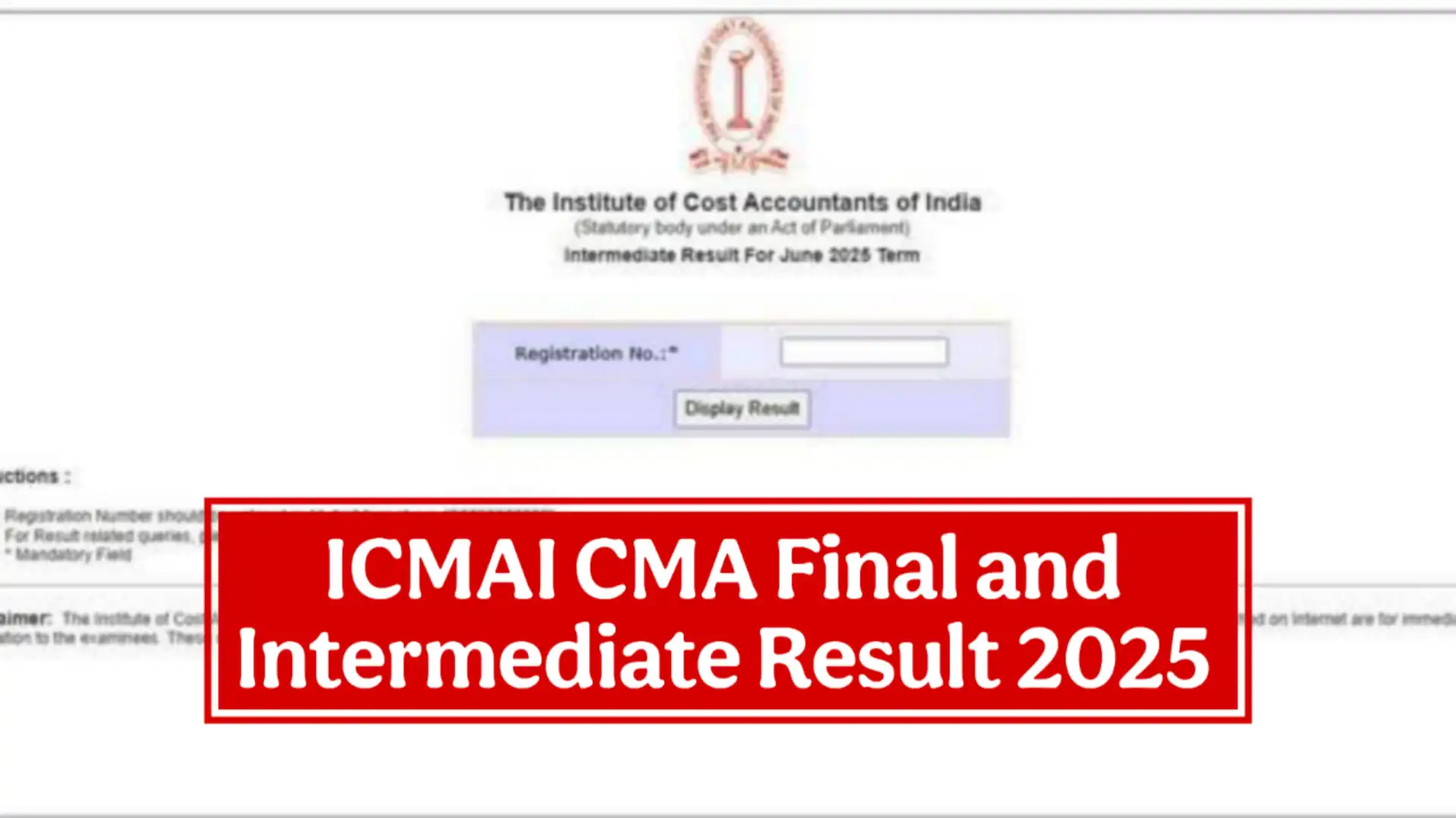 ICMAI CMA Final and Intermediate Result 2025